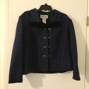 Vintage Jessica Howard Woman Purple Blue Black Gold Blazer Jacket Size 18